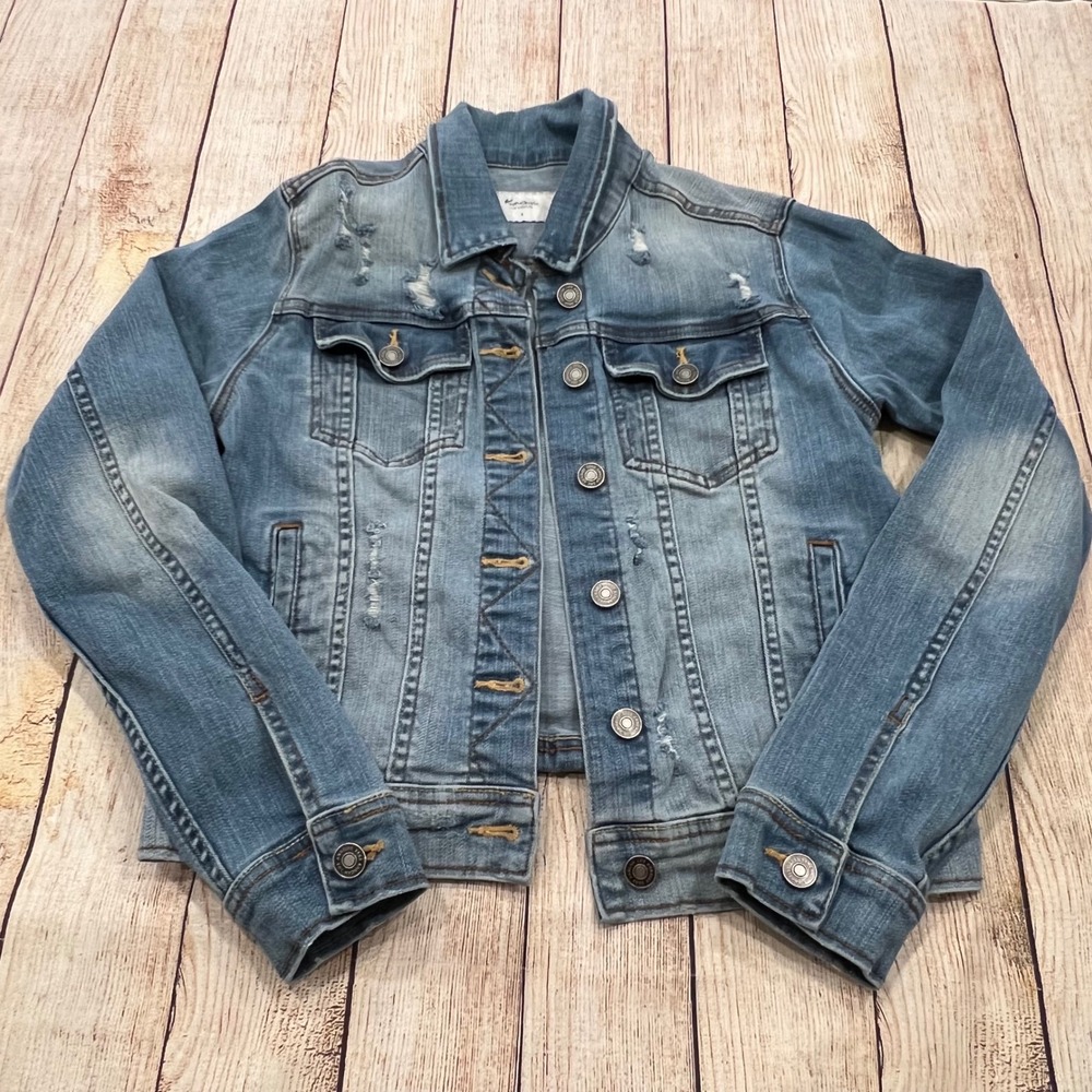 KanCan Los Angeles Womens Distressed Denim Jacket Medium Wash KC7277M Size S‎